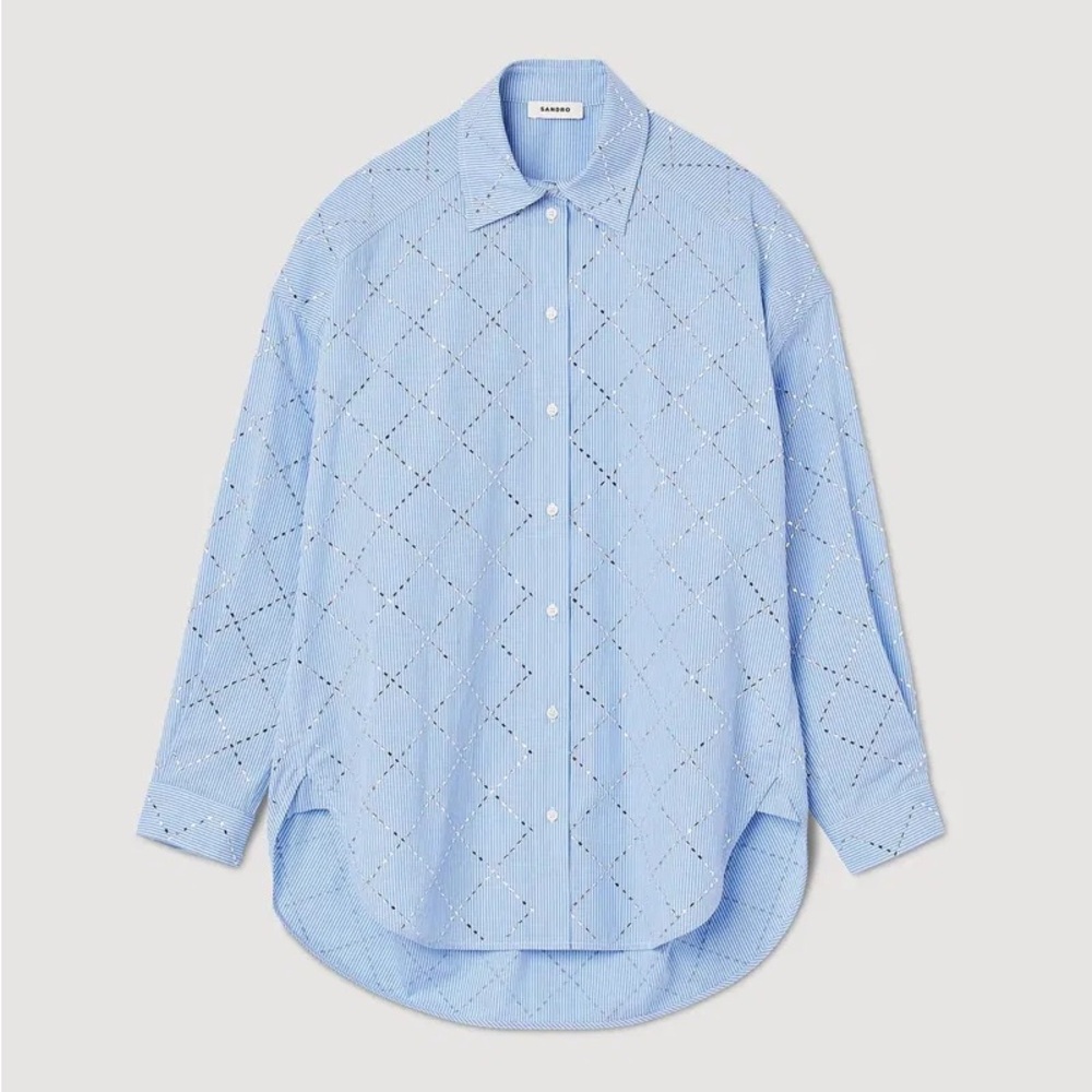 SANDRO janeiro oversized shirt with rhinestones